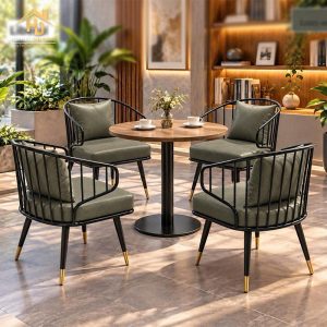 Bộ Bàn Ghế Cafe Liberal Bọc Nệm (Nhiều Màu) 8 ban ghe cafe boc da 8
