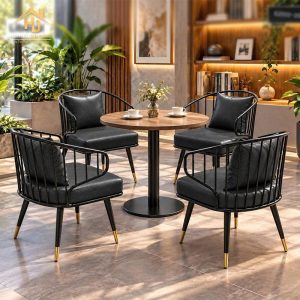 Bộ Bàn Ghế Cafe Liberal Bọc Nệm (Nhiều Màu) 9 ban ghe cafe boc da 9