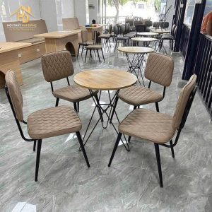 Bàn ghế cafe bọc nệm hình quả trám