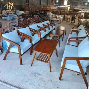 Bàn ghế cafe Katana nệm xanh