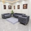 Bộ sofa tân cổ điển bọc nhung xám