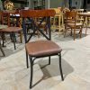 Ghế cafe lưng X bọc nệm nâu