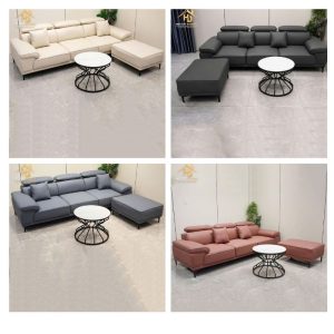Bộ bàn ghế sofa da góc L