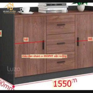 Tủ Hồ Sơ Nâu Vân Gỗ Phối Đen Hiện Đại 3 tu 2